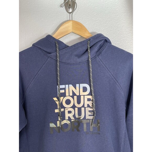 Columbia Women's Hoodie Find‎ Your True North Blue Graphic Print Size Medium M - Picture 2 of 12